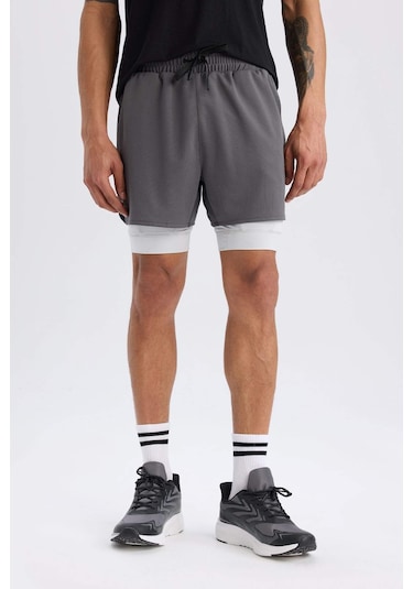 DeFactoFit Slim Fit Dar Kesim Sporcu Taytlı Şort E2760AX25SMAR58