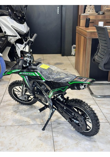 Enbest Benzınlı Çocuk Cros Motoru Hidrolik Frenler 7-17 Yaş Yeşil