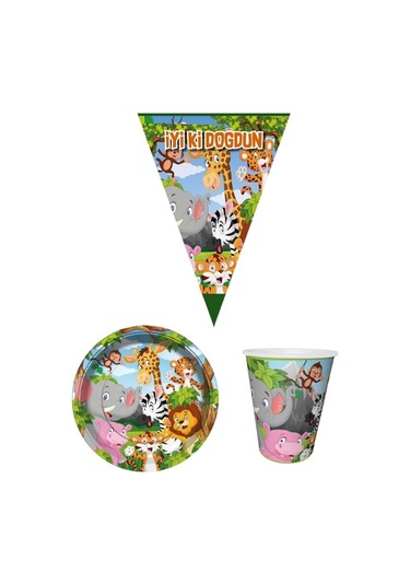 Safari 8 Kişilik Erkek Doğum Günü Mini Set Erkek Çocuk Parti Seti