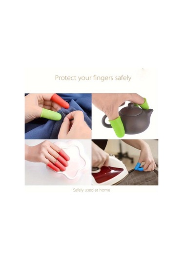 3 Parça Set Isıya Dayanıklı Silikon Parmak Koruyucuları - Kırmızı