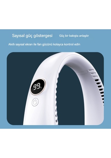 Usb Şarj Taşınır Sessiz Yapraksız Asılı Boyun Farı-beyaz