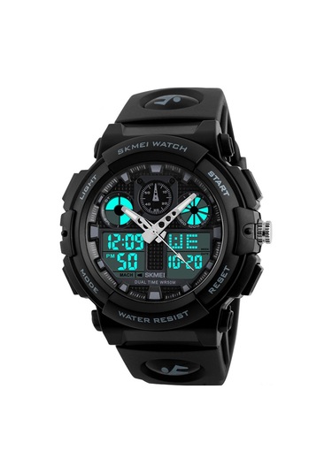 Yunboo Skmeı Erkek Spor Saati 1270: Çift Zaman, Kronometre, Alarm, 5atm Su Geçirmez, Işıklandırmalı, Kuvars+dijital Hareket Çok Renkli