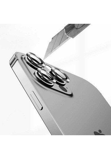 Noktaks - İphone 12 Pro Max Uyumlu - Kamera Lens Koruyucu Cl-07 - Siyah - T21672 Siyah