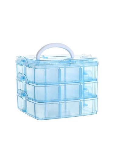 Mavi Şeffaf Ayarlanabilir İstiflenebilir Bölme Yuvası Plastik Saklama Kutusu, Oyuncak Takı Aksesuarını Saklamak İçin Snap-lock Şeffaf Konteyner Kutusu