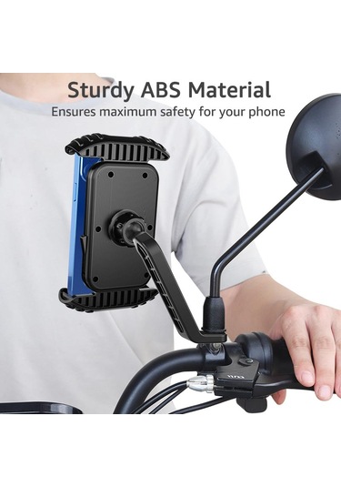 Mt27 Kilit Sistemli Ayna Bağlantılı Motosiklet Telefon Tutucu Yat Siyah