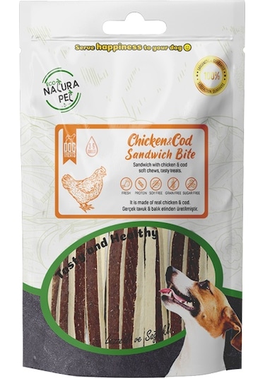 Eco Natura Pet Tavuk ve Morina Balıklı Sandviç Köpek Çiğneme Ödülü
