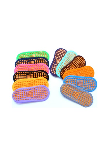 Turuncu Yetişkin Spor Nefes Alabilir Zemin Çorap Skid Trambolin Anti Pamuk