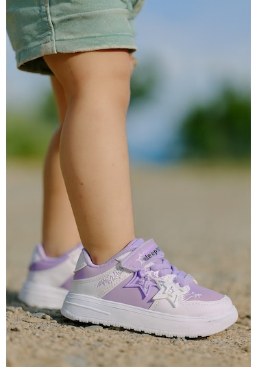 Kız Çocuk Yıldız Detaylı Sneaker Ayakkabı Lila
