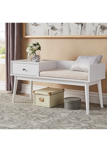 Skyler Beyaz Ahşap Benç