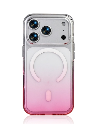 Apple Uyumlu iPhone 17 Pro Max Kılıf M-safe Şarj Özellikli Septik Silikon Kılıf Pembe