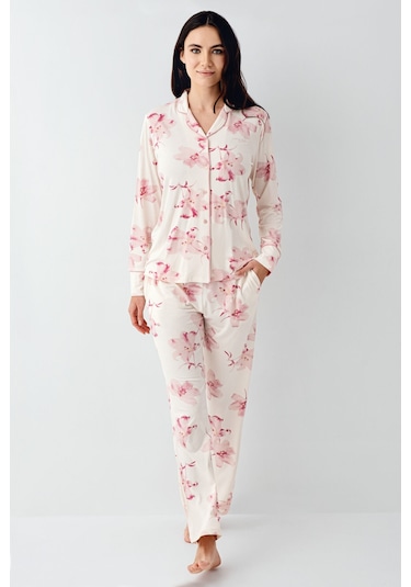 Pierre Cardin Kadın Krem Gömlek Pijama Krem