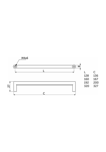 Aksmebel Mobilya Sapı Cilalı Nikel Skylıne, L 200 197038010 Satine Nikel