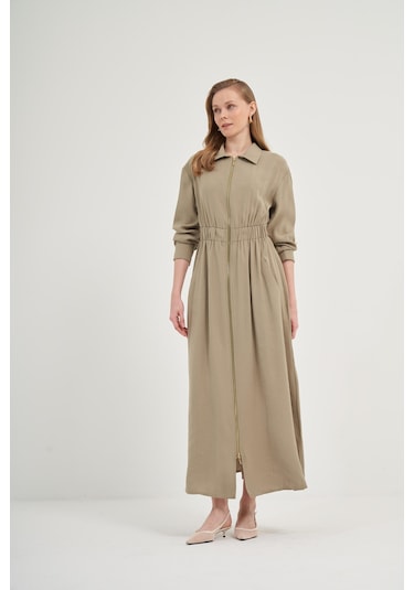 Ftz Modal Elbise Haki 31033 Haki