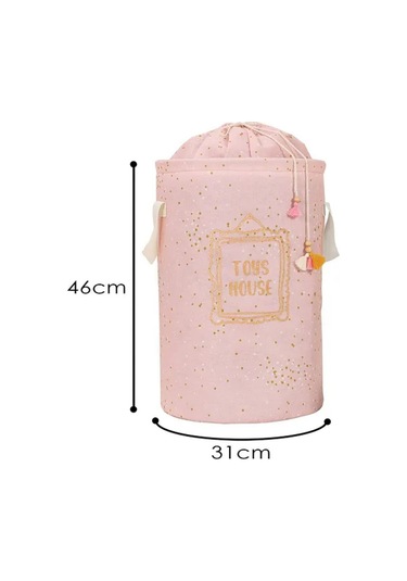 2 Adet Baby Yuvarlak Torbalı Sepet/oyuncak Sepeti/kirli Çamaşır Sepeti 46x31 Cm Gri-beyaz
