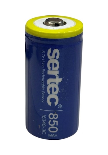 Sertec 3.7v Li-ion 16340 - 850 Mah 3c Başlı Şarjlı Pil