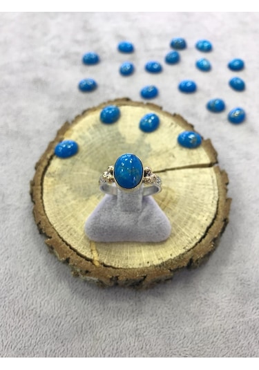 Turkuaz Firuze Taşlı Gümüş Yüzük 925 Ayar - 307786606