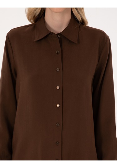 Pierre Cardin Kadın Koyu Kahverengi Gömlek Desenli 50318219-vr084 Koyu Kahverengi