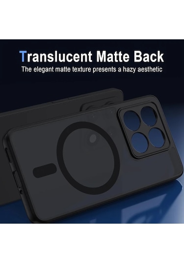 Motion003 Xiaomi 14t Pro Siyah Manyetik Koruyucu Kılıf Mi 14t Pro Armor Funda Şeffaf Mat Darbeye Dayanıklı