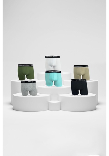 Franco Renzo Erkek 6'lı Lüx Kutulu Pamuklu Ve Likralı Boxer Siyah - Haki - Taş - Beyaz - Gri - Bebe Mavi Çok Renkli Franco Renzo Erkek 6'lı Lüx Kutulu Pamuklu Ve Likralı Boxer Siyah - Haki - Taş - Beyaz - Gri - Bebe Mavi Çok Renkli
