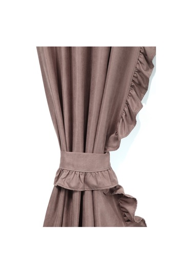 Poli Perde Çift Kanat Dikey Fırfırlı Kahve Rengi