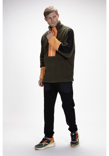 Bomb Soluk Yeşi L Yarım Fermuarlı Erkek Polar Soluk Yeşil