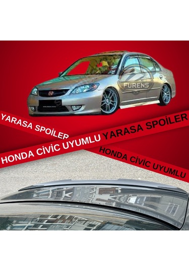 Honda Vtec 2001-2005 Bagaj Üstü Slim Yarasa Spoiler Parlak Siyah