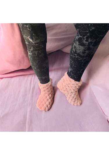Ortopedik Yumuşacık Kışlık Peluş Hafif Taban Ev Botu,pandufu 001