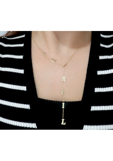 Silveranka 925 Ayar Gümüş Y Model İsim Kolye