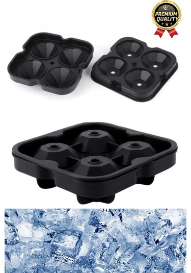 Kolay Kullanım Şık Silikon 4 Gözlü Esnek Buzluk Bar Kokteyl İçecek Elmas Şekilli Buz Yapma Kalıbı Çok Renkli