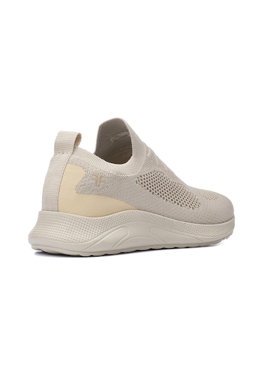 Günlük Kadın Erkek Unisex Sneaker Triko Nefes Alabilen Yürüyüş Bağcıksız Esnek Spor Ayakkabı Bej