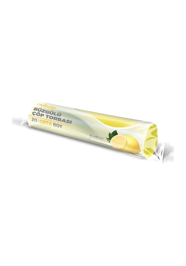 Ruloçöp Büzgülü Limon Kokulu Orta Boy Çöp Torbası Sarı 55 x 60 CM