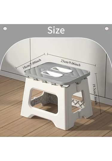 Elmpaly Gri Katlanır Tabure - Taşınabilir, Kaymaz, Sapı Olan Kompakt Step Tabure Gri