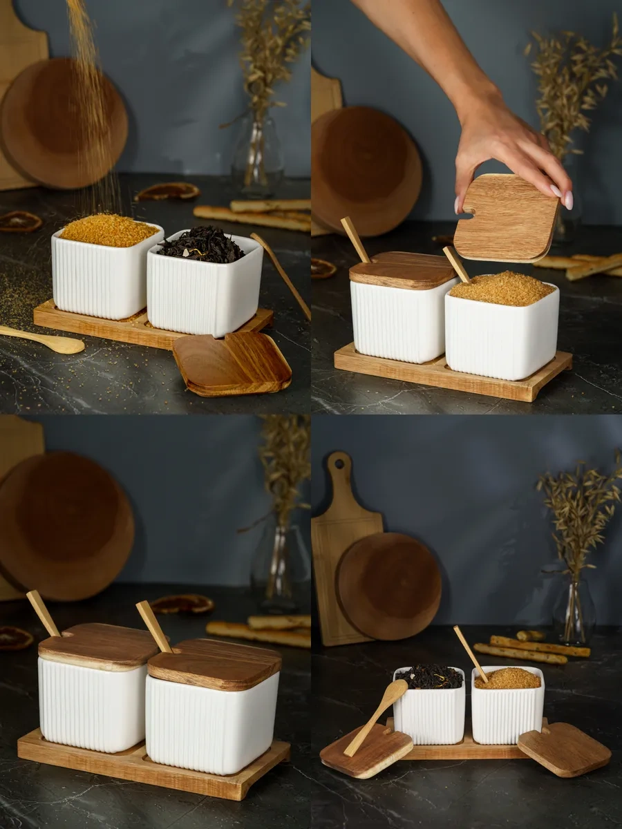 Homehoud Kapaklı Ve Kaşıklı Stand Üzerine Şeker Ve Tuzluk Seti 259192010 Beyaz