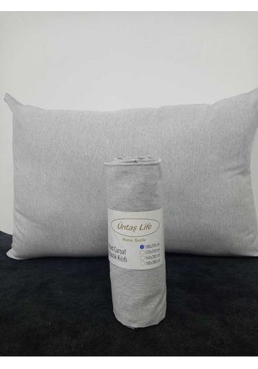 Üntaş Serenat Lastikli Düz Renk Tek Kişilik Çarşaf 100x200 + Yastik Kılıfı 1 Adet Açık Gri
