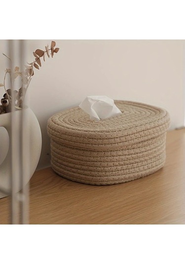 Gateesat Doğal Halat Dokuma Mendil Kutusu Saklama Sepeti Beyaz Kağıt Çekmece Beyaz Kağıt Çekmecesi