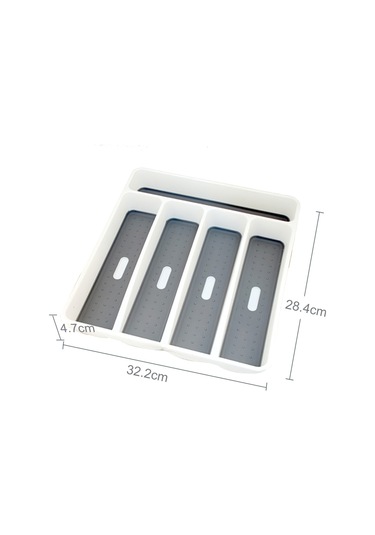 Honmex Plastik Çekmecelik Bıçak-çatal Organizatörü, 5 Bölmeli, Kaymazsız Tabanlı, Mutfak Gereçlerini Düzenle Beyaz