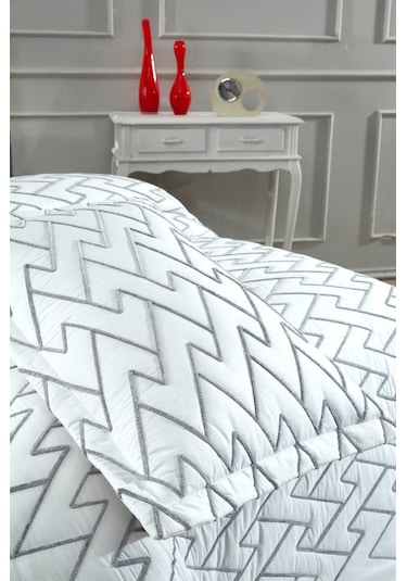 Maria Kapitoneli Tek Kişilik Yatak Örtüsü 180x240 Krem - Gri Krem Gri