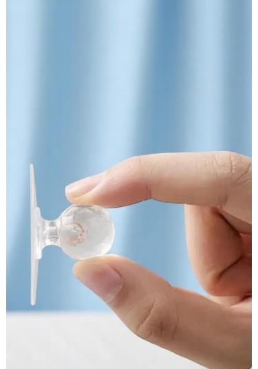 4 Adet Yapışkanlı Kristal Görünümlü Tutacak Çekmece Kulpu Askı Şeffaf