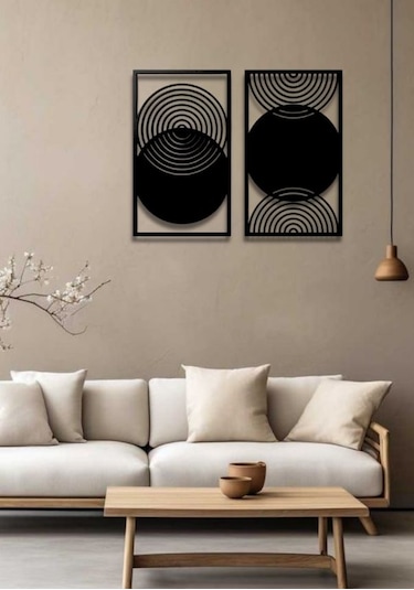 Bohem Stil Modern 2 Li Metal Duvar Dekoru Seti 40 X 75
