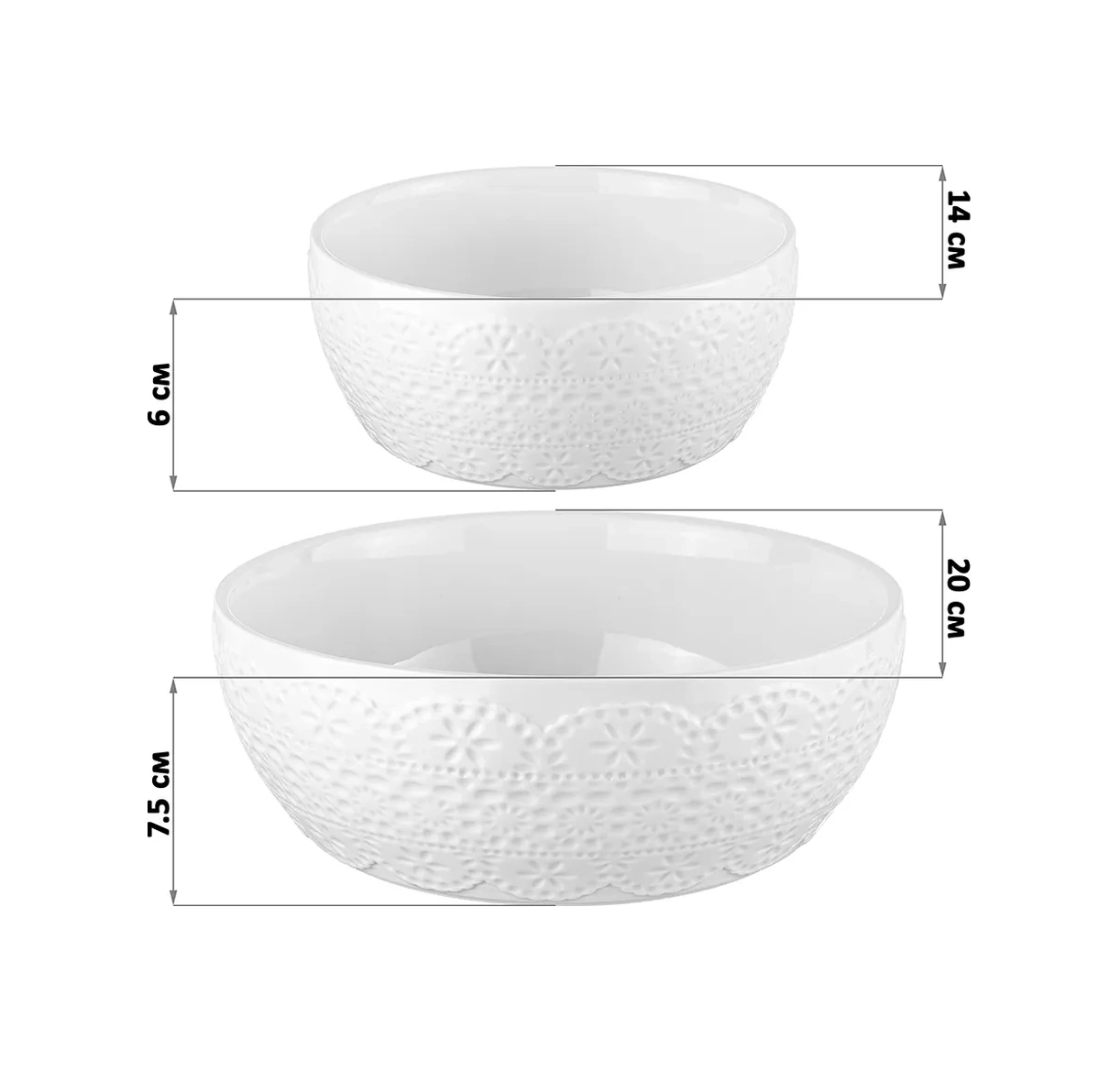 Elan Gallery Salata Kasesi "dantel" 2 Adet, 600 Ml Ve 1,5 L 14397461 Beyaz