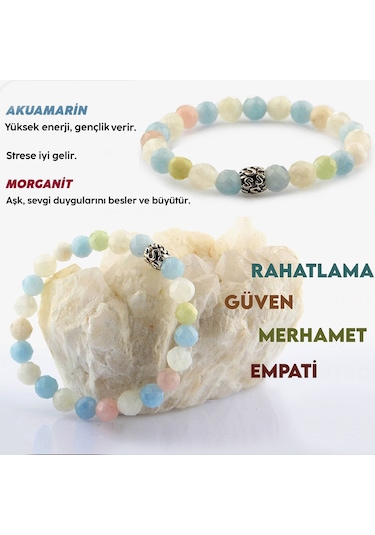 Osmanlı Değerli Taş AKUAMARİN MORGANİT BİLEKLİK 6MM