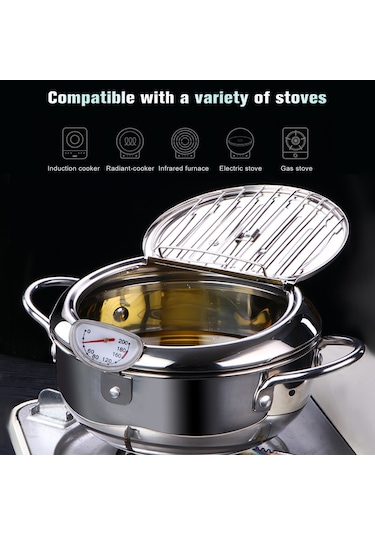 Derin Kızartma Tencere Paslanmaz Çelik Kızartma Makinesi Termometre