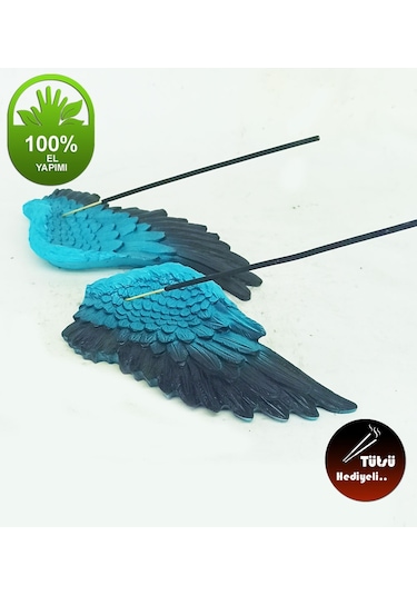Melek Kanadı Çubuk Tütsülük Mavi İkili Takım