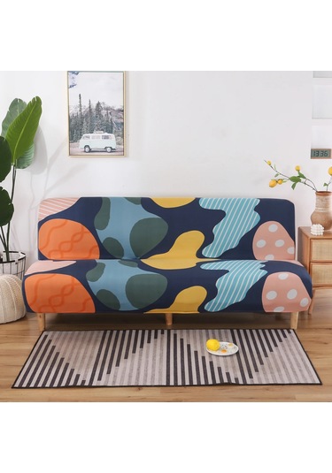 Geeksen Yaygın Polyester Baskılı Tekstil, Kaymazsız, Makine Yıkama Uyumlu, Kollü Olmayan Koltuk Yatağı Koruyucu Örtüsü 160-190cm Uzunluk Çok Renkli