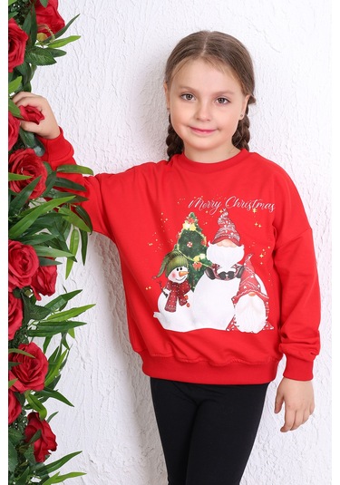 Toontoy Unisex Çocuk Baskılı Sweatshirt Kırmızı