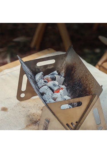 Teltree Çelik Islak Dış Mekan Mangal Ocağı, Çıkma Panelli, Kamp Ve Bisiklet Turları İçin Taşınabilir Pişirme Aleti Gümüş