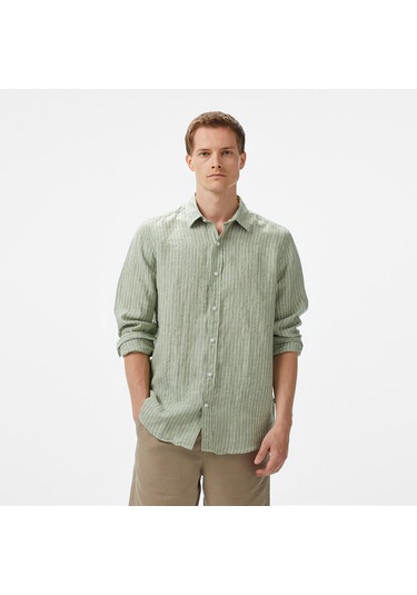 Nautica Erkek Yeşil Classic Fit Çizgili Gömlek Çizgili W55434t Yeşil