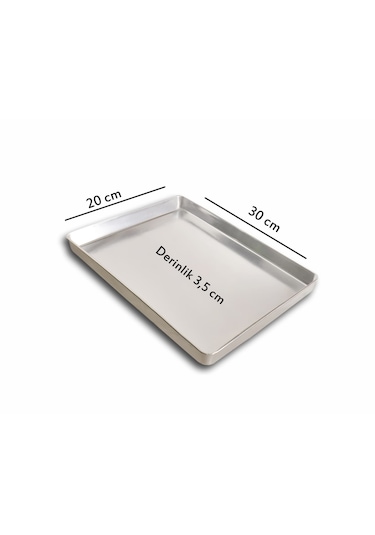 5 Adet - Tek Kullanımlık Alüminyum Tepsi - 20x30x3,5 Cm 105 Gr Gri