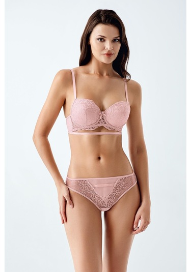Luw 6116 Pudra Dolgulu Sütyen Külot 2Li Takım Pudra