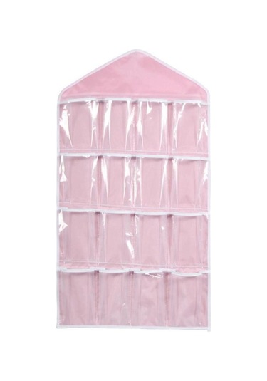 Pembe Sıcak 16 Cepler Wardrobepockets Temizle Asılı Çanta Çorap Sutyen İç Kırtasiye Raf Askı Depolama Yerden Tasarruf Düzenli Organizatör Pembe